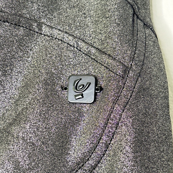Freddy WR.UP Silver Metallic Lurex High Rise 3 Button Full Length Leggings Sz 10 - Picture 10 of 12